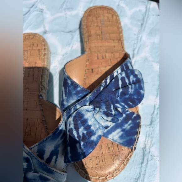 Nine West 9M Tie Dye Denim Espadrilles Casual Slide Sandals Women's EXC - Picture 3 of 7